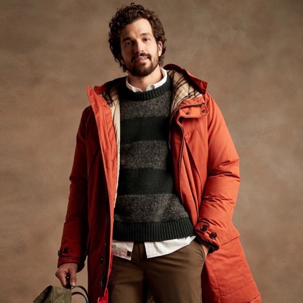 Banana Republic Mens Orange Snorkel Parka Size Large